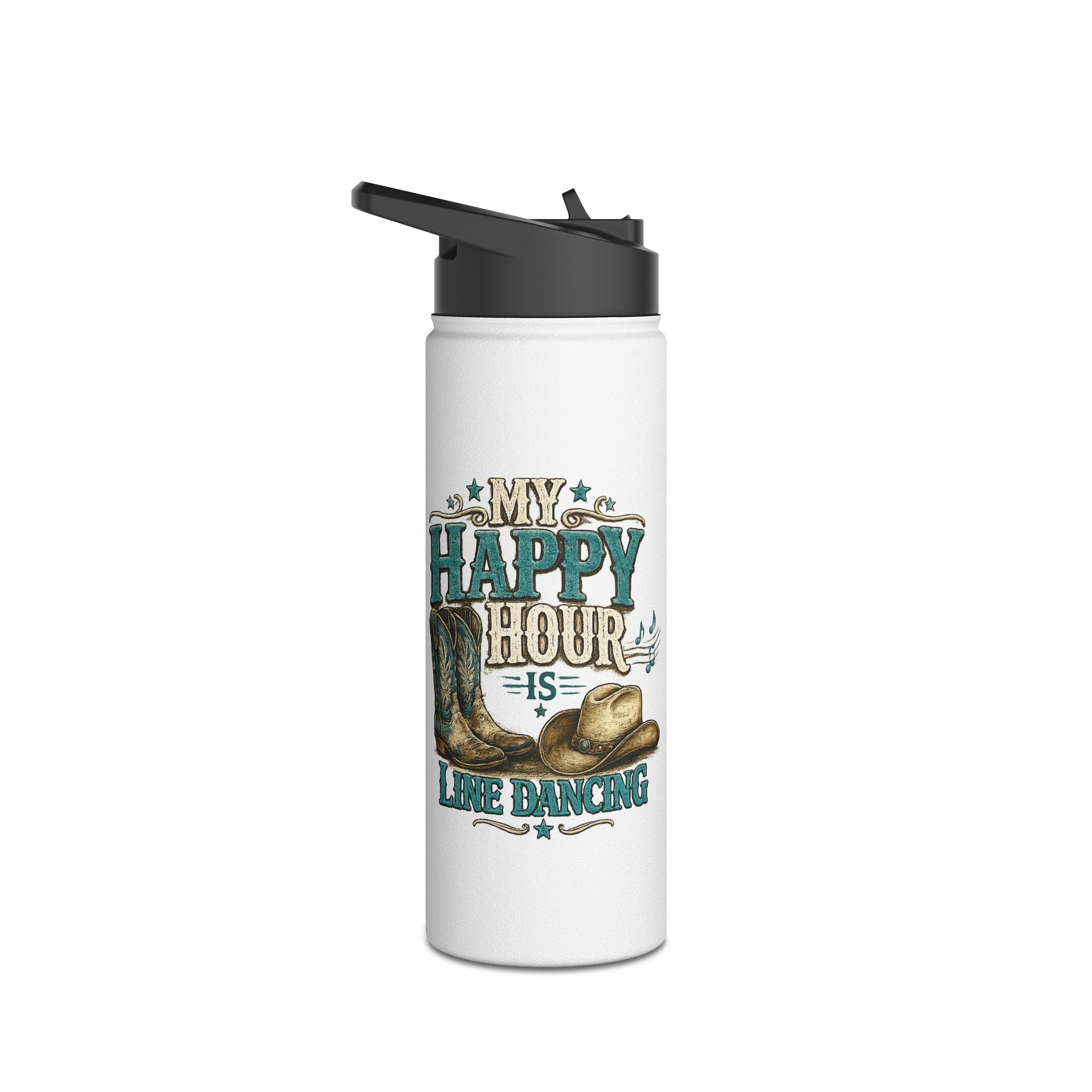 My Happy Hour Is Line Dancing Stainless Steel Water Bottle | Personalised Dance Bottle | Country Western Drink Bottle | Line Dancing Gift | Insulated Water Flask