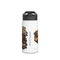 White water bottle with horse design and customizable text on a white background