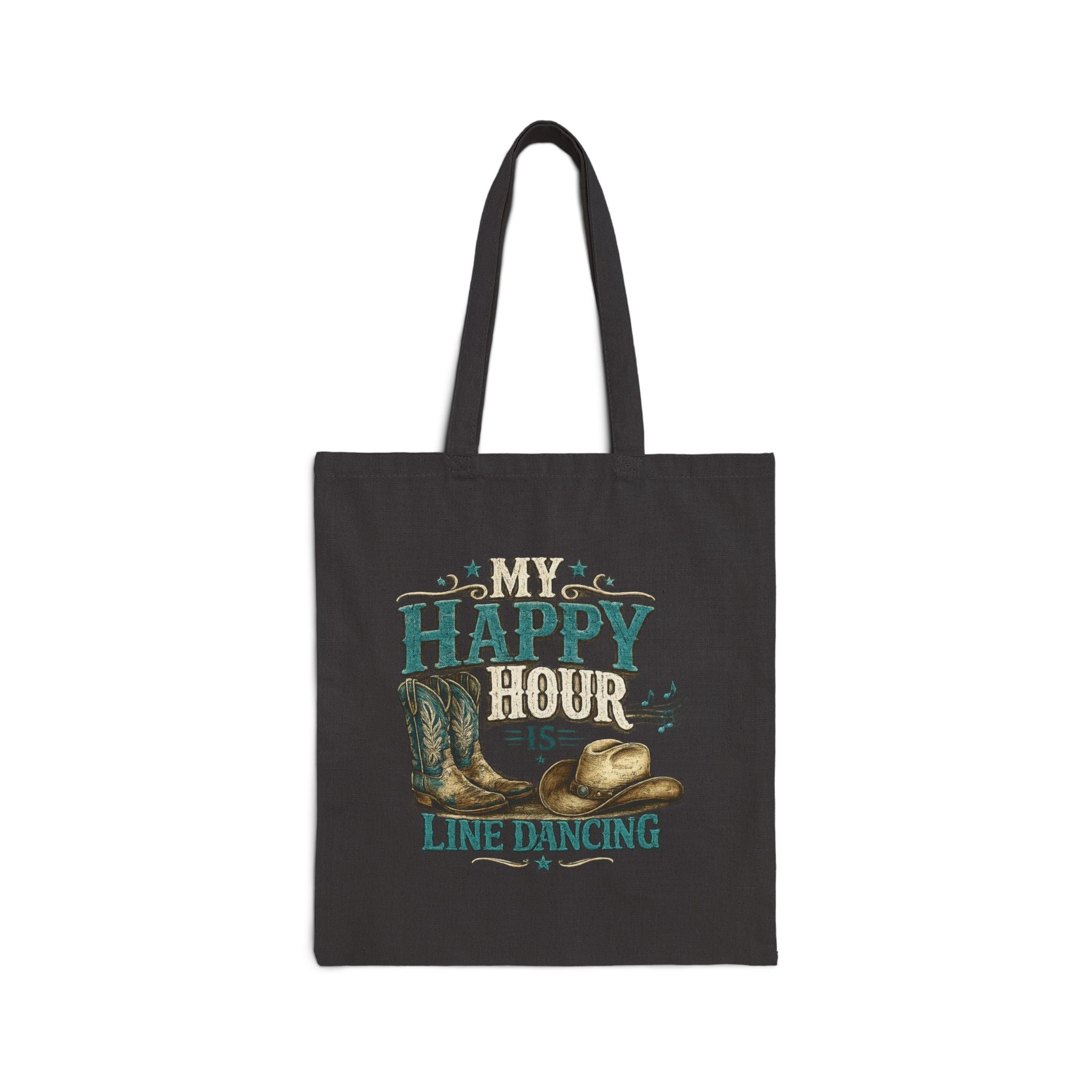 My Happy Hour Is Line Dancing Tote Bag | Western Canvas Tote | Country Dance Bag | Cowgirl Boots & Hat Market Tote | Step Culture Collective