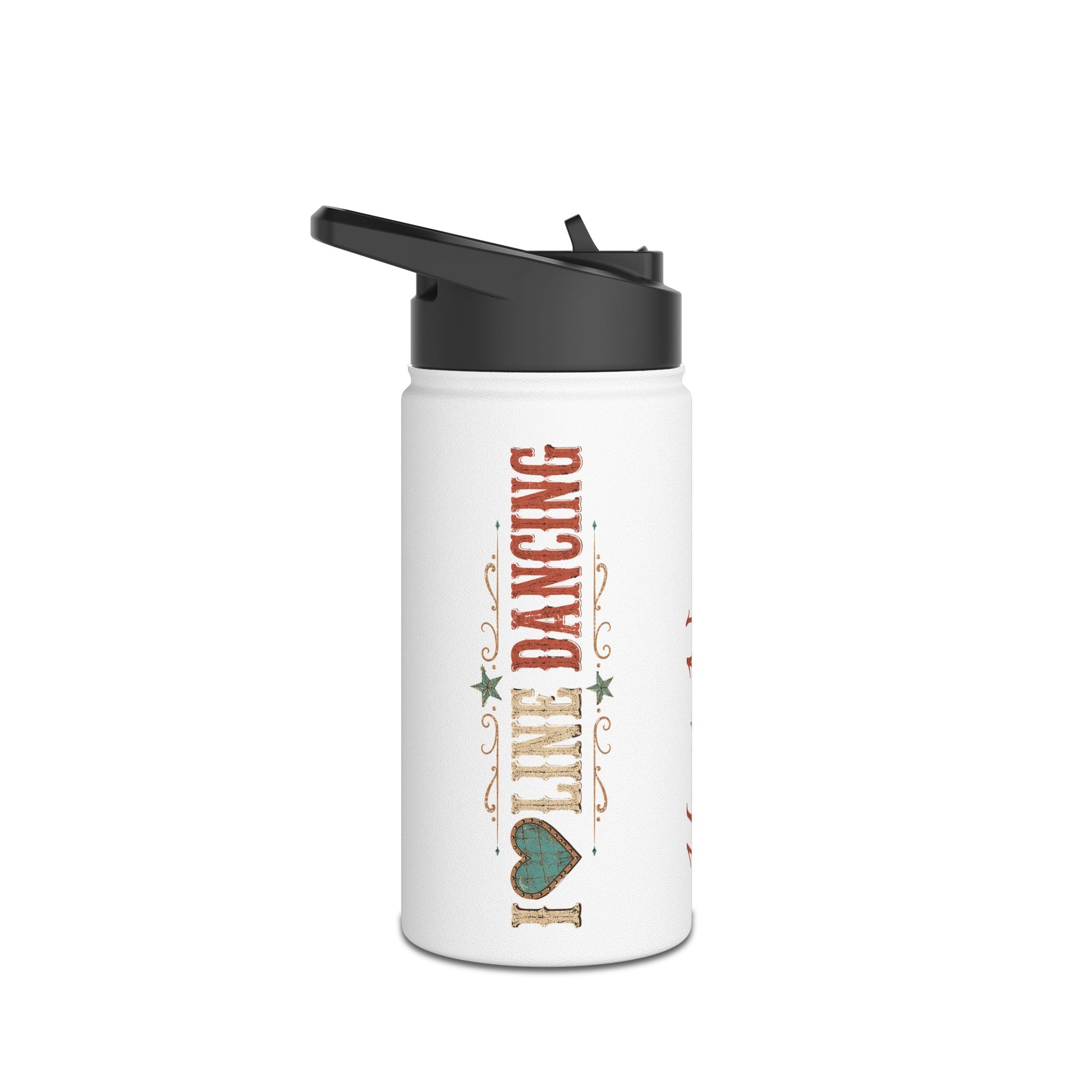 I Love Line Dancing Personalised Stainless Steel Water Bottle – Custom Name Drink Bottle