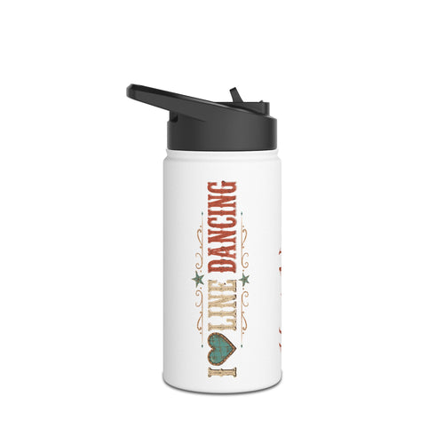 I Love Line Dancing Personalised Stainless Steel Water Bottle – Custom Name Drink Bottle