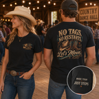 No Tags, No Restarts, Let's Move! Cowboy Graphic Tee