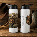 No Tags, No Restarts, Let's Move Personalised Stainless Steel Water Bottle | Line Dancing Drink Bottle